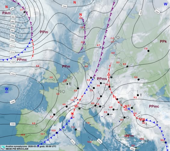 Aktywna strefa frontowa nad Europą Środkową