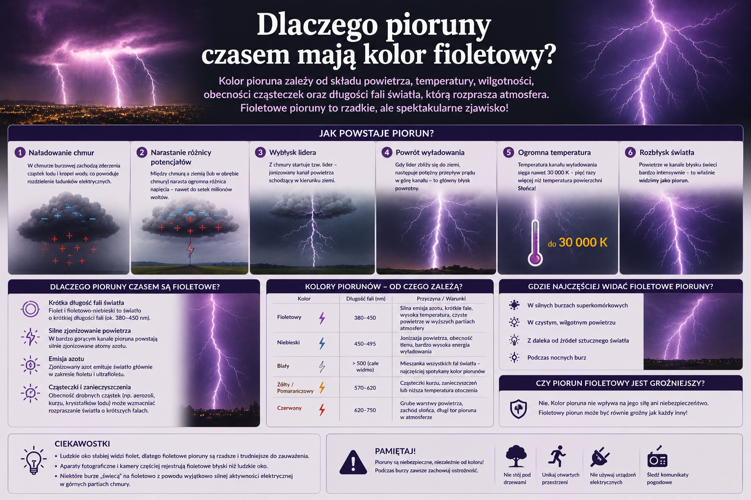 Dlaczego pioruny czasem mają kolor fioletowy?