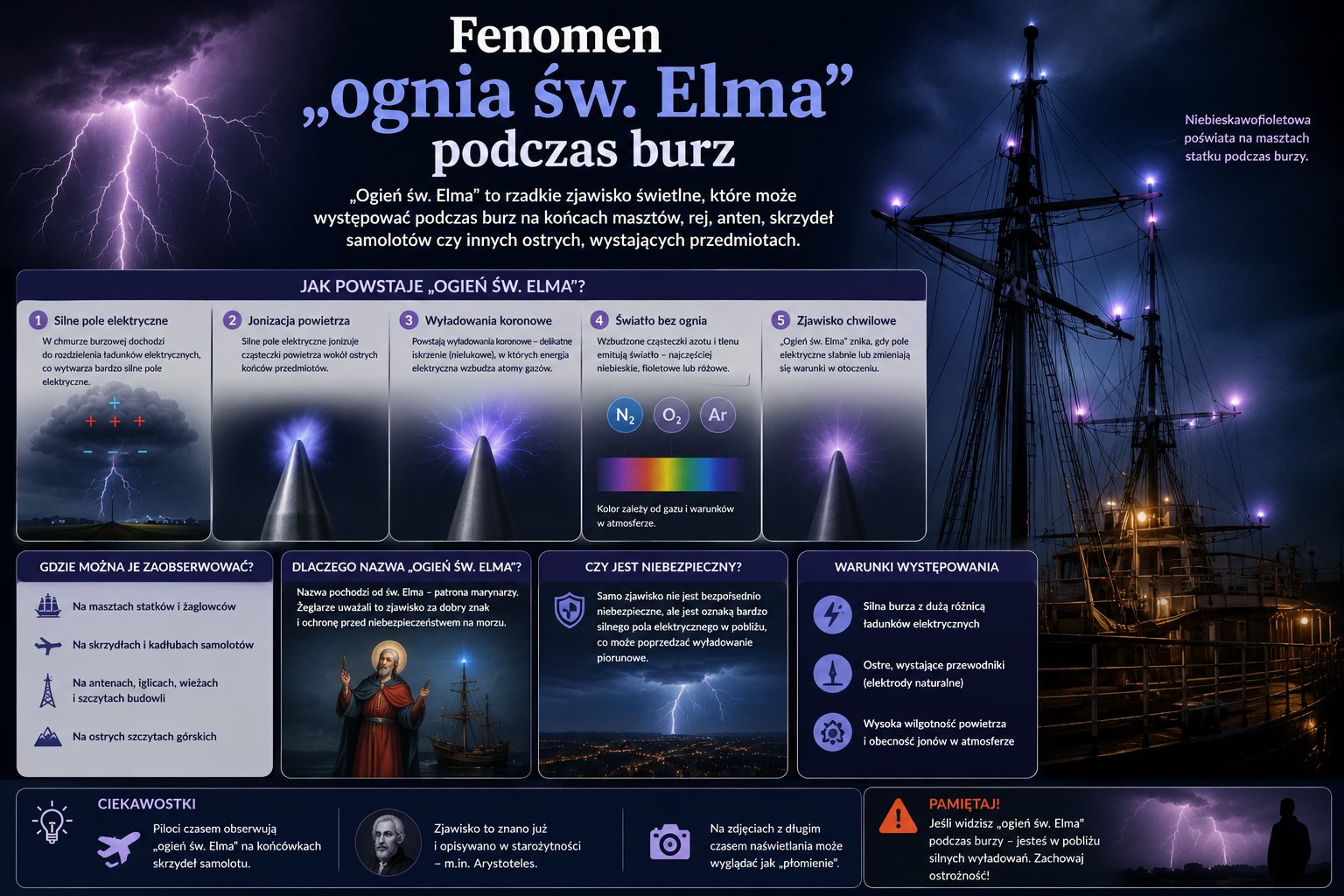 Fenomen „Ognia św. Elma” podczas burz