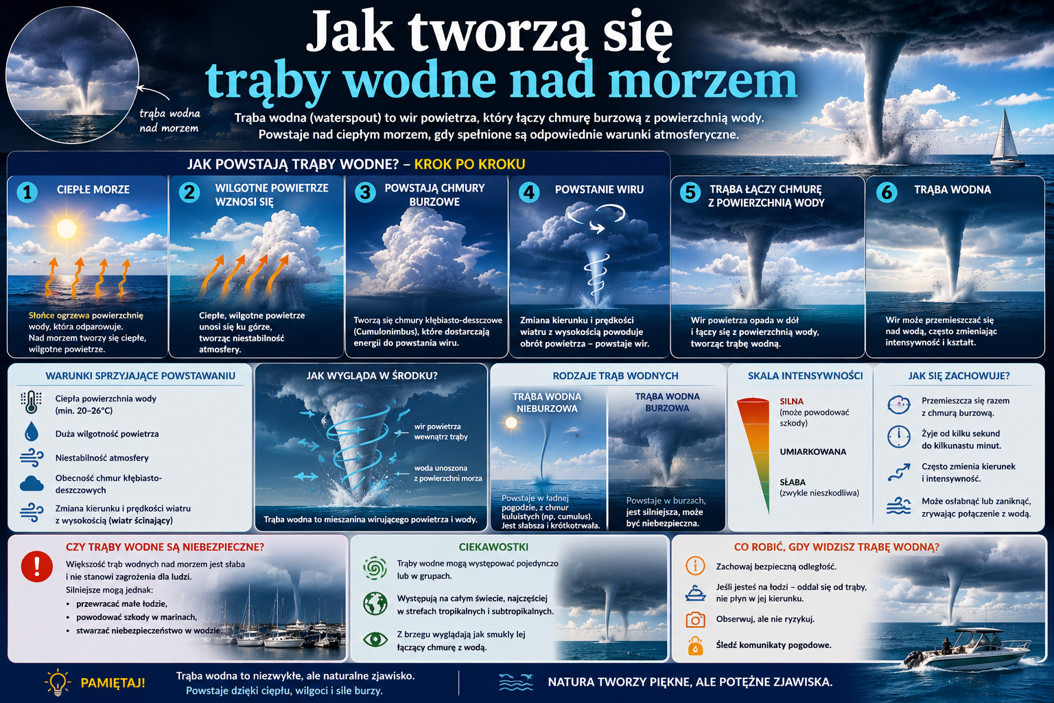 Jak tworzą się trąby wodne nad morzem
