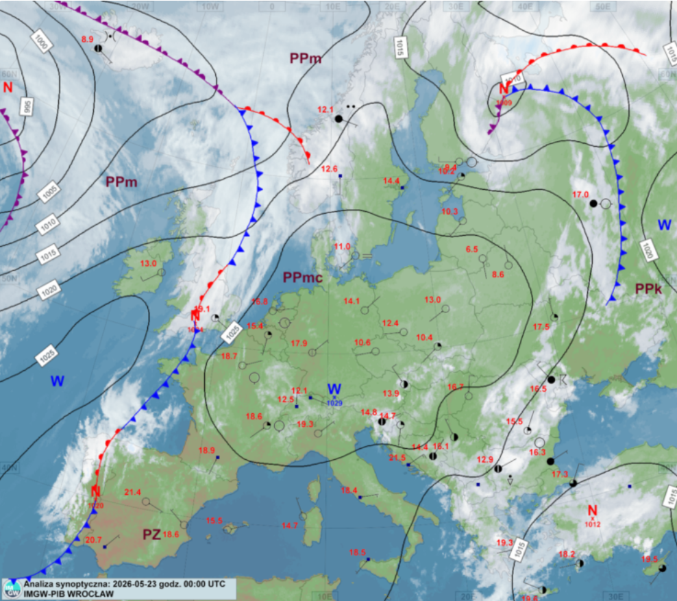 Sytuacja baryczna i frontowa nad Europą