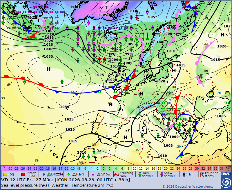 Jak czytać mapy synoptyczne (izobary, fronty, układy ciśnienia) na przykładzie tej konkretnej mapy