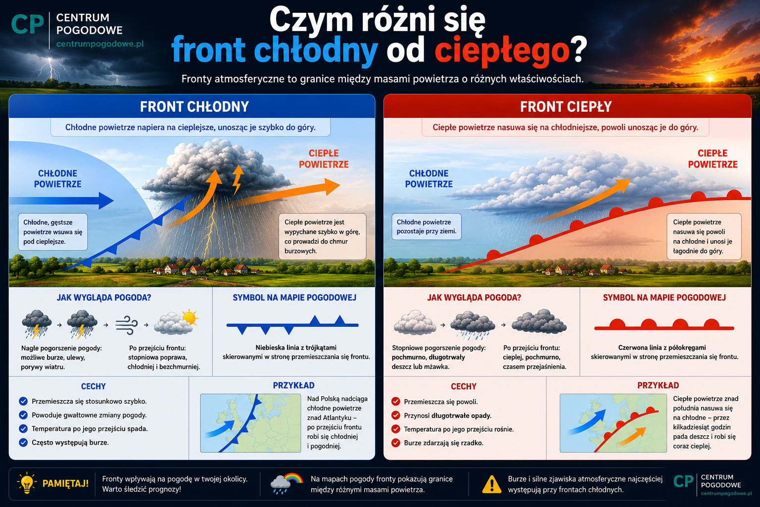 Czym różni się front chłodny od ciepłego?