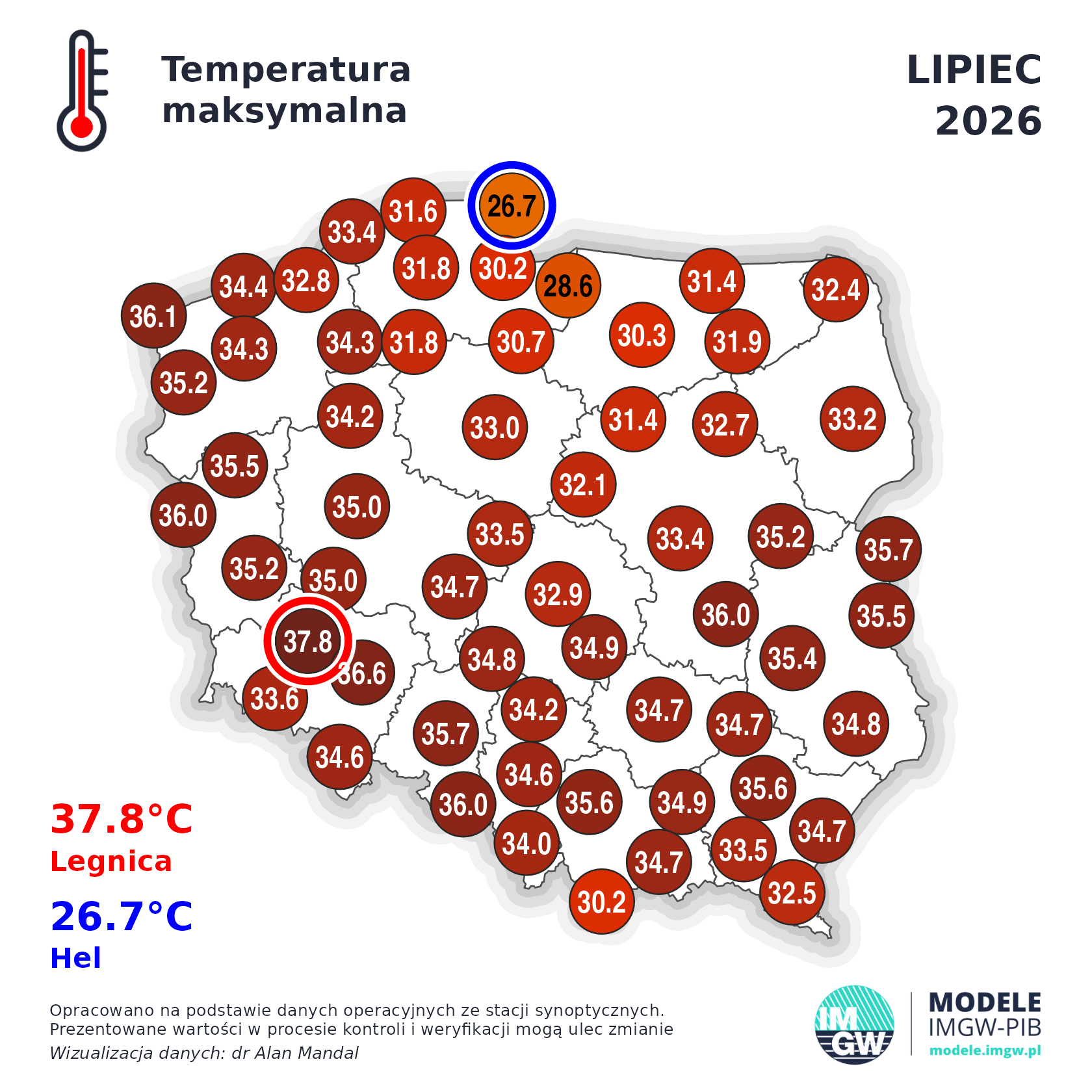 Podsumowanie lipca 2026: duże różnice temperatury, opadów i usłonecznienia